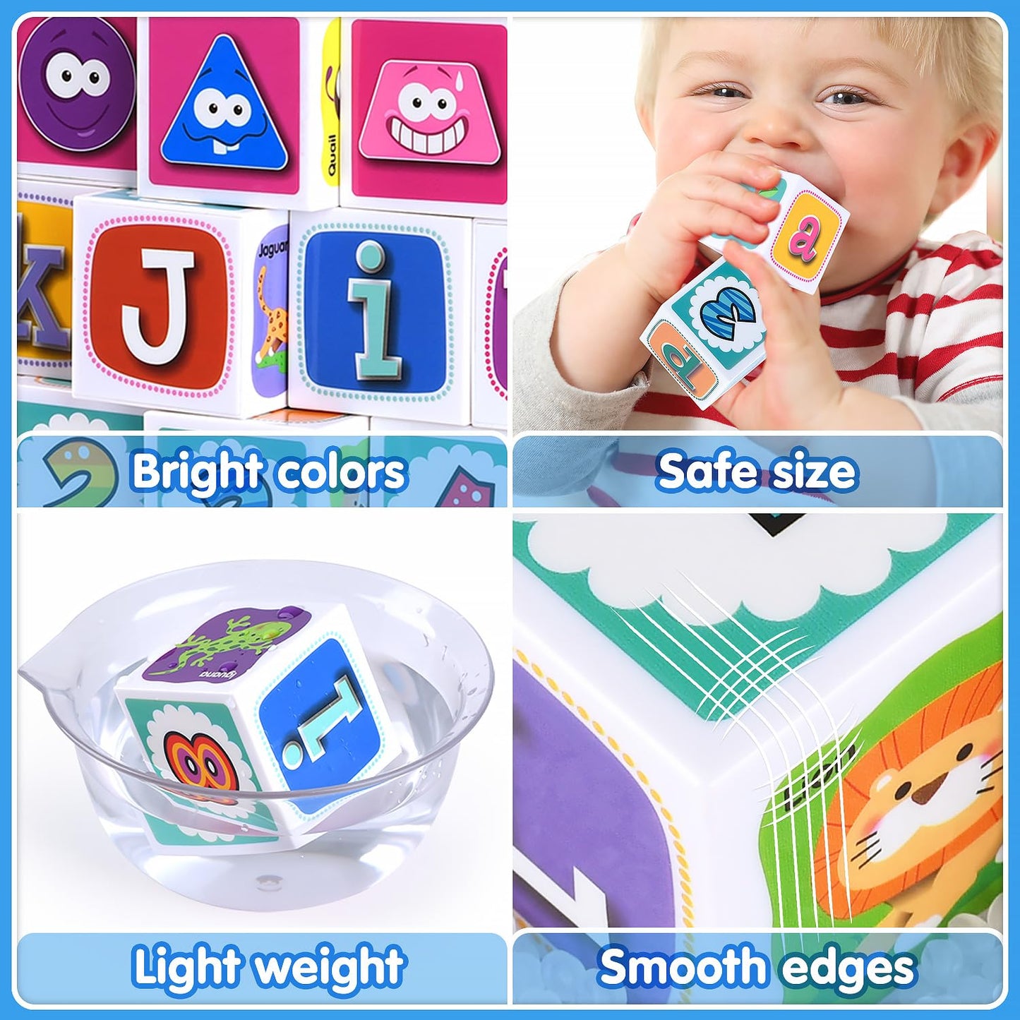 PLAY ABC 28pcs Toddler Building Blocks – Plastic Alphabet & Number Stacking Set, Montessori Preschool Learning Toys for Kids Ages 1-3