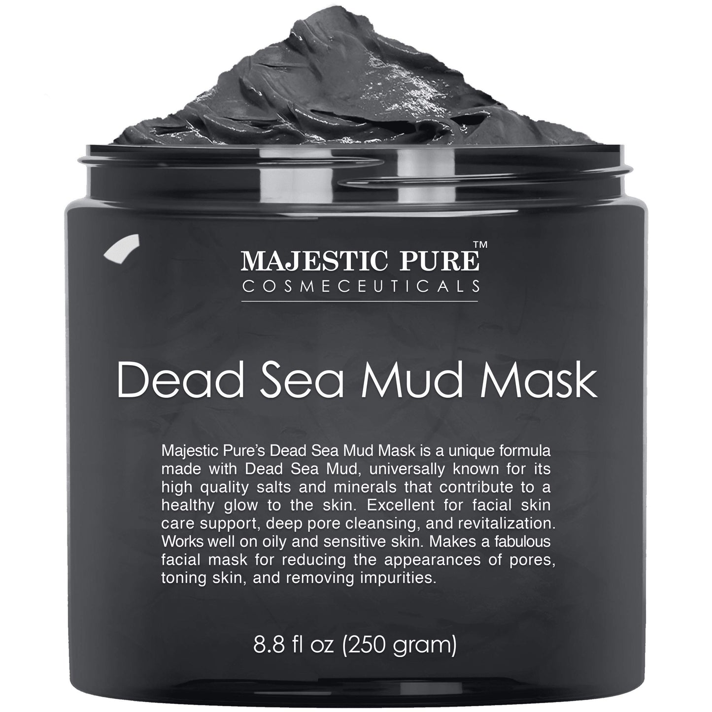 Majestic Pure Dead Sea Mud Mask - Natural Face and Skin Care - Helps Reducing Pores and Appearances of Acne and Blackheads - Soothing, and Nourishing