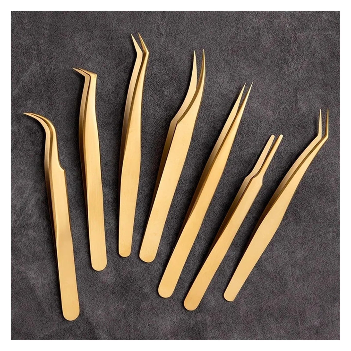 Eyelash Tweezer For False Eyelash Extension Lash Fan Eyebrows Nail Art Clip Cilia Gold Stainless Steel Tweezers Makeup Tools(Tweezers A) Beauty and Personal Care ZXYZXYZZ