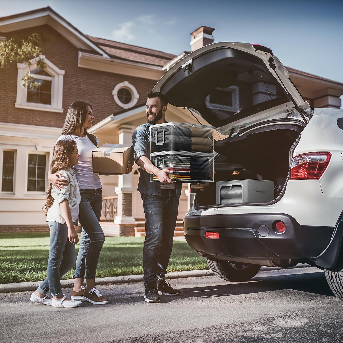 Sorbus clear Storage Bag - Foldable Large Plastic Bags with Zipper & Carry Handles, Great for Clothes, Blankets, Closets, Bedrooms, and more (6 Pack)