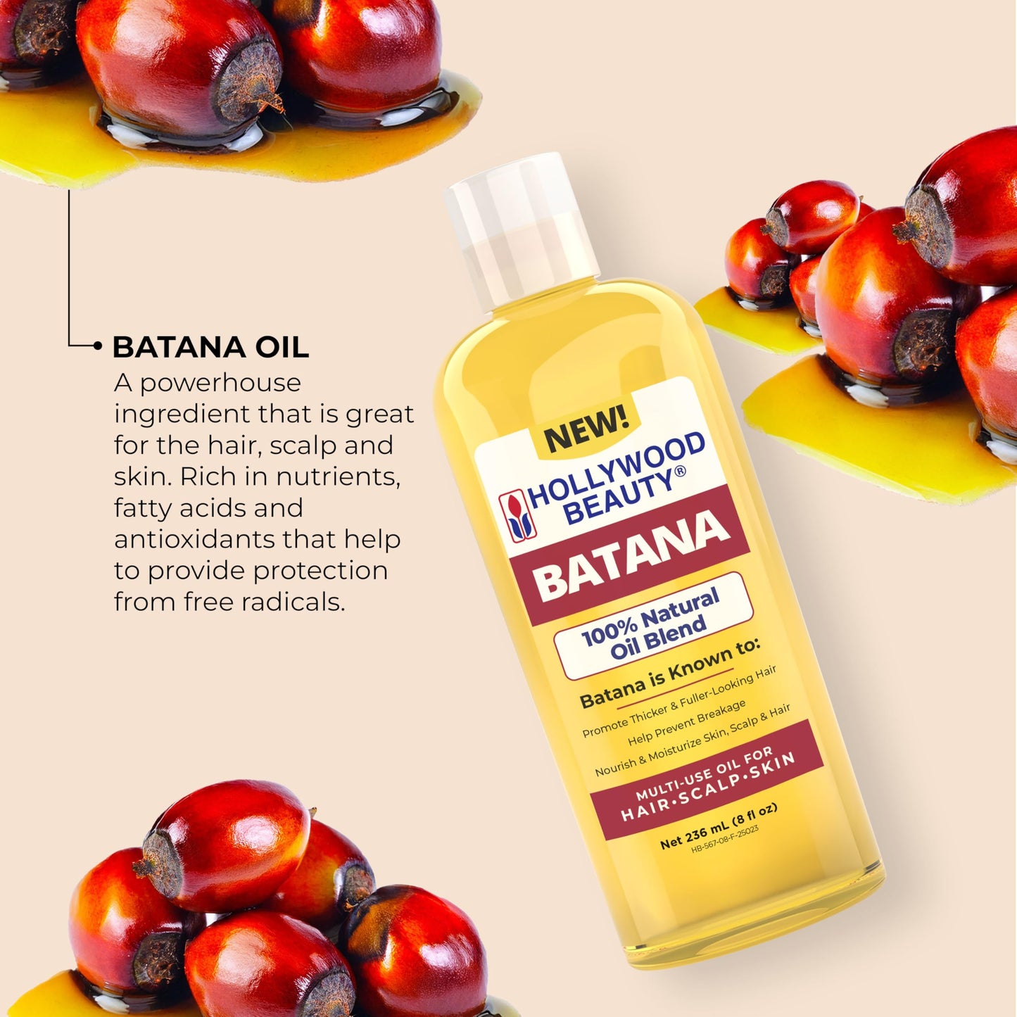 Hollywood Beauty Batana Oil for Hair, Scalp and Skin (8 fl oz)