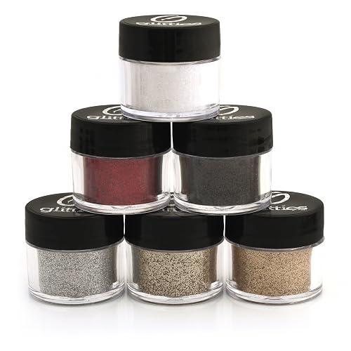 GLITTIES - Neutral Cosmetic Grade Glitter Powder Kit (6 Pk) - A Mix of Ultra Fine Glitter Powder Safe for Skin! Great for Makeup, Tattoos, Face, Lips