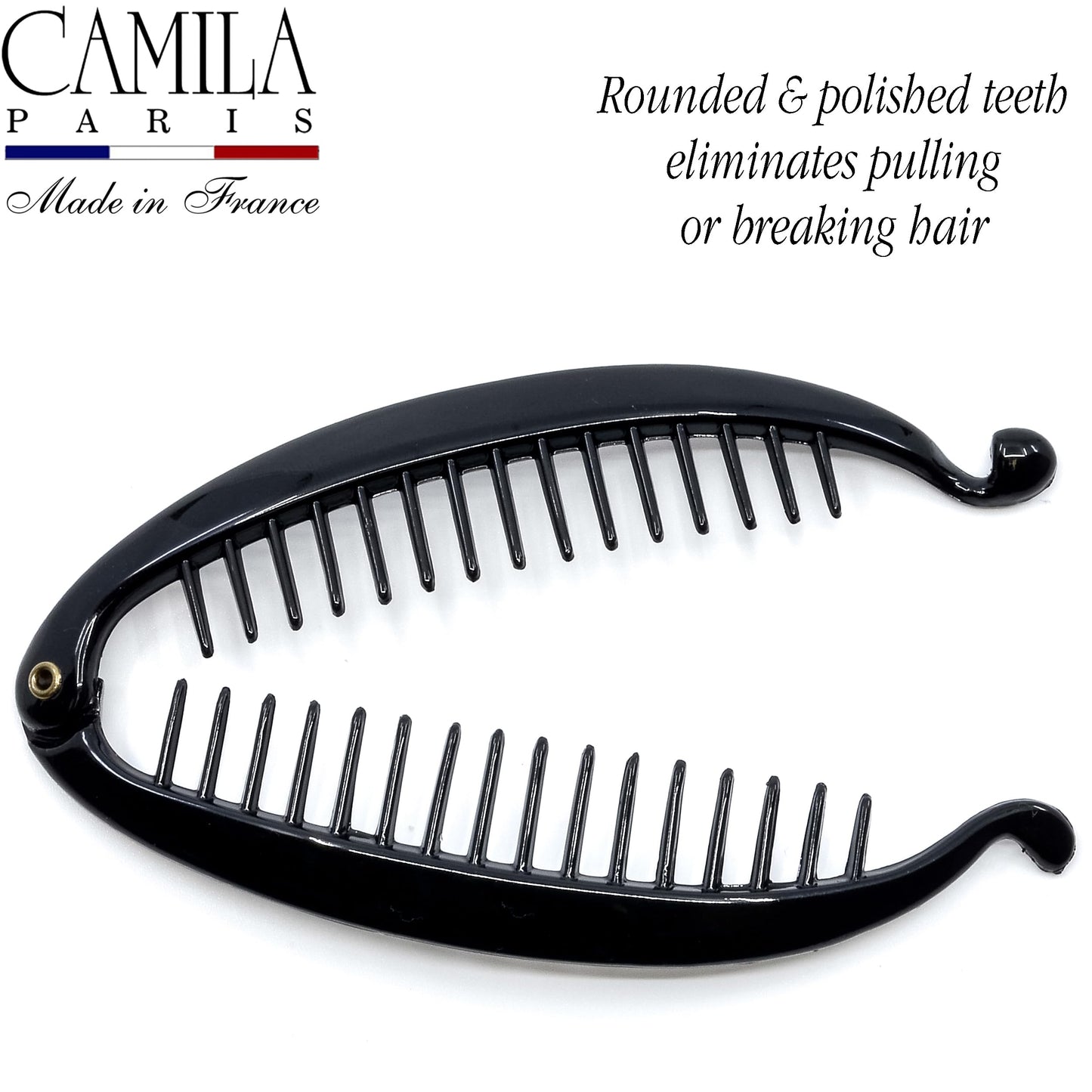 Camila Paris NV136 French Large Banana Clip Hair Comb, Flexible Banana Clips Hair for Thick Hair Ponytail Holder Interlocking Styling Clips for Women
