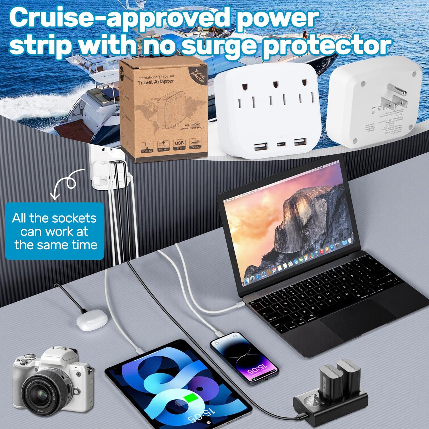 Cruise Essentials 2025 Kit – Must-Have Travel Set with Power Strip, Lanyard, Magnetic Hooks, Luggage Tags, Towel Bands & Waterproof Phone Holder