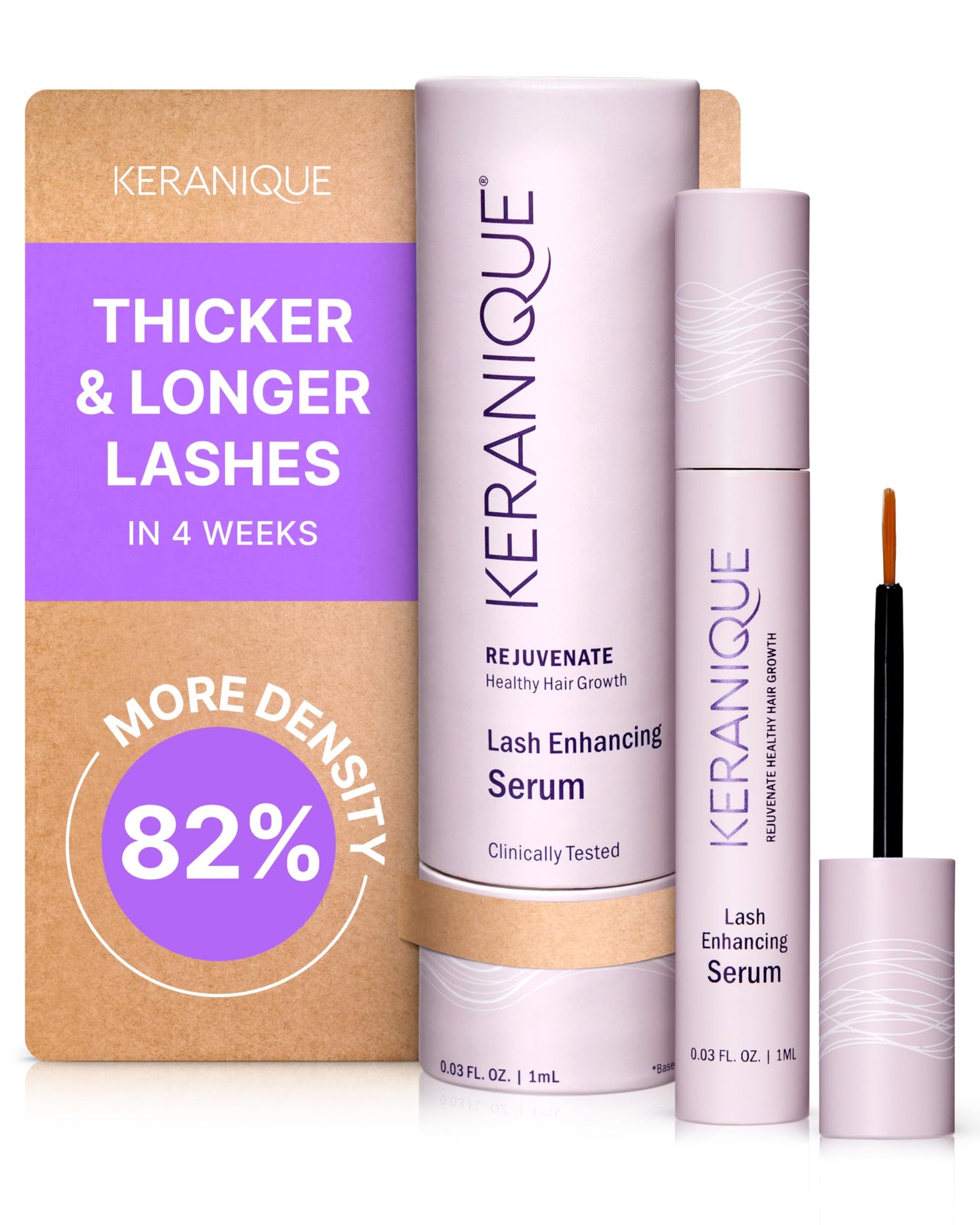 Keranique Lash Growth Serum - Eyelash Enhancer for Women with Thin & Brittle Lashes - Intense Boost for Long, Natural Eyelashes