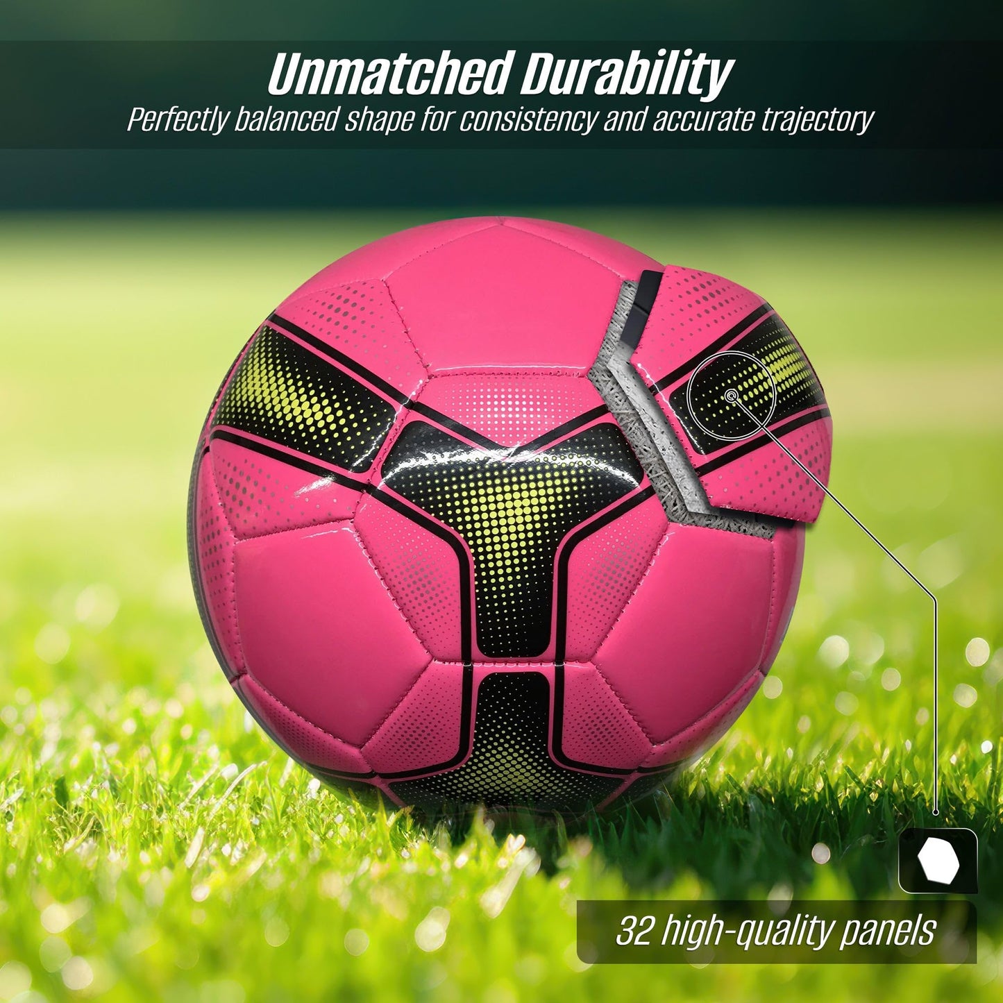 Vizari Cordoba Soccer Balls for Youth, Adult, Kids - Sizes 3, 4, 5 - Red, Orange, Blue, Pink & Yellow (Pack of 1, 6, 12)