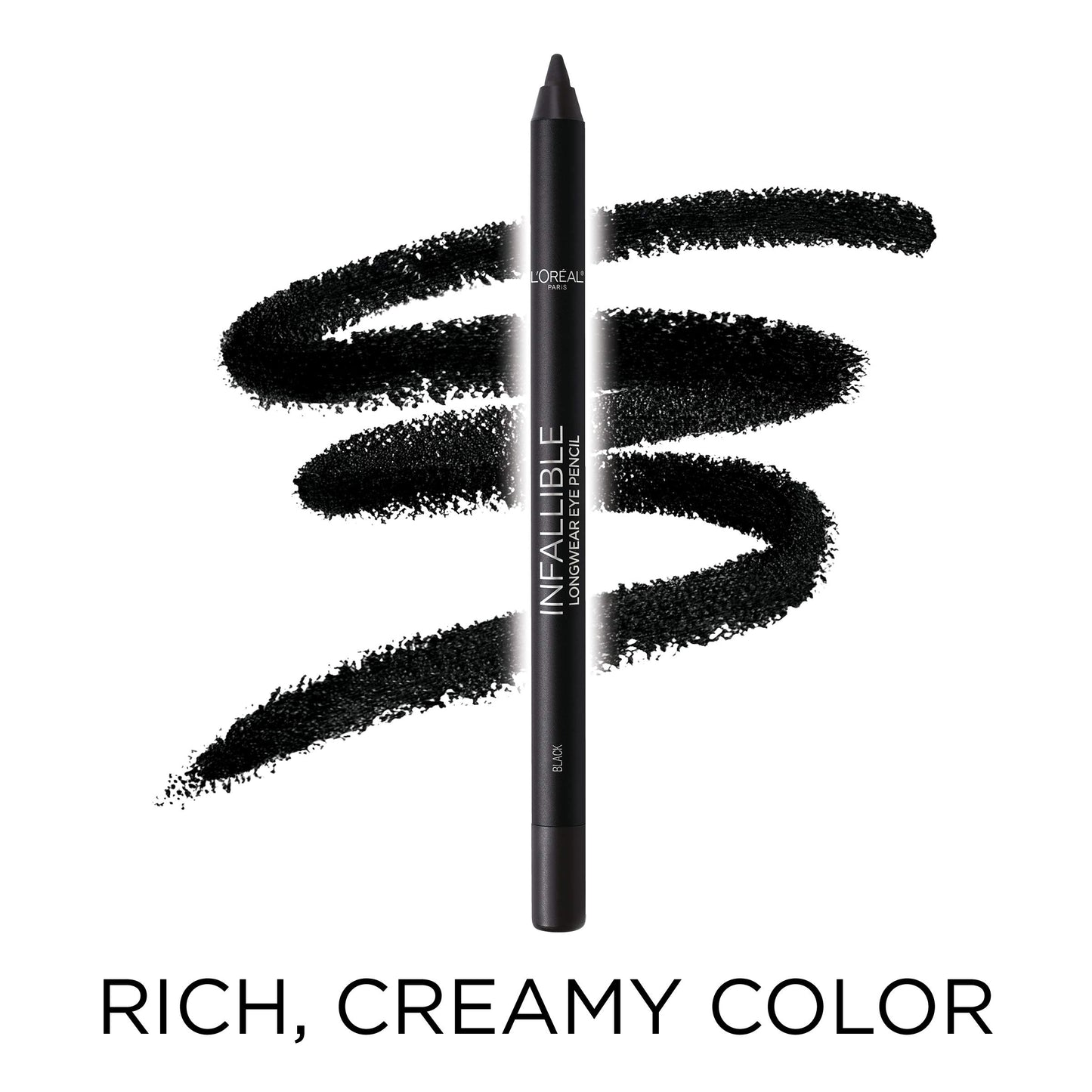 L'Oreal Paris Makeup Infallible Pro-Last Pencil Eyeliner, Waterproof and Smudge-Resistant, Glides on Easily to Create any Look, Black, 0.042 oz., 1