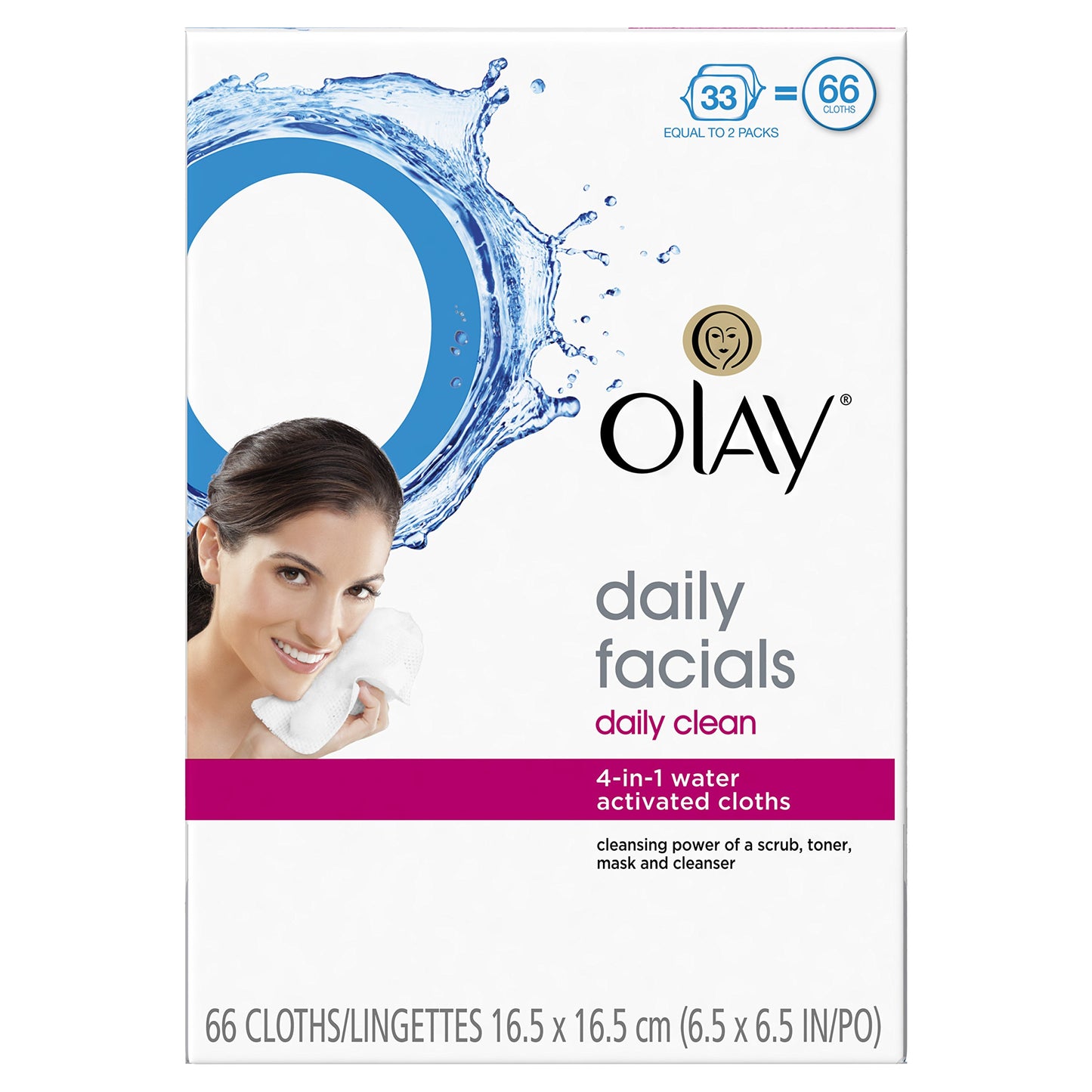 Olay Daily 4-in-1 Facial Cloth Normal Twin Pack, 66 Count