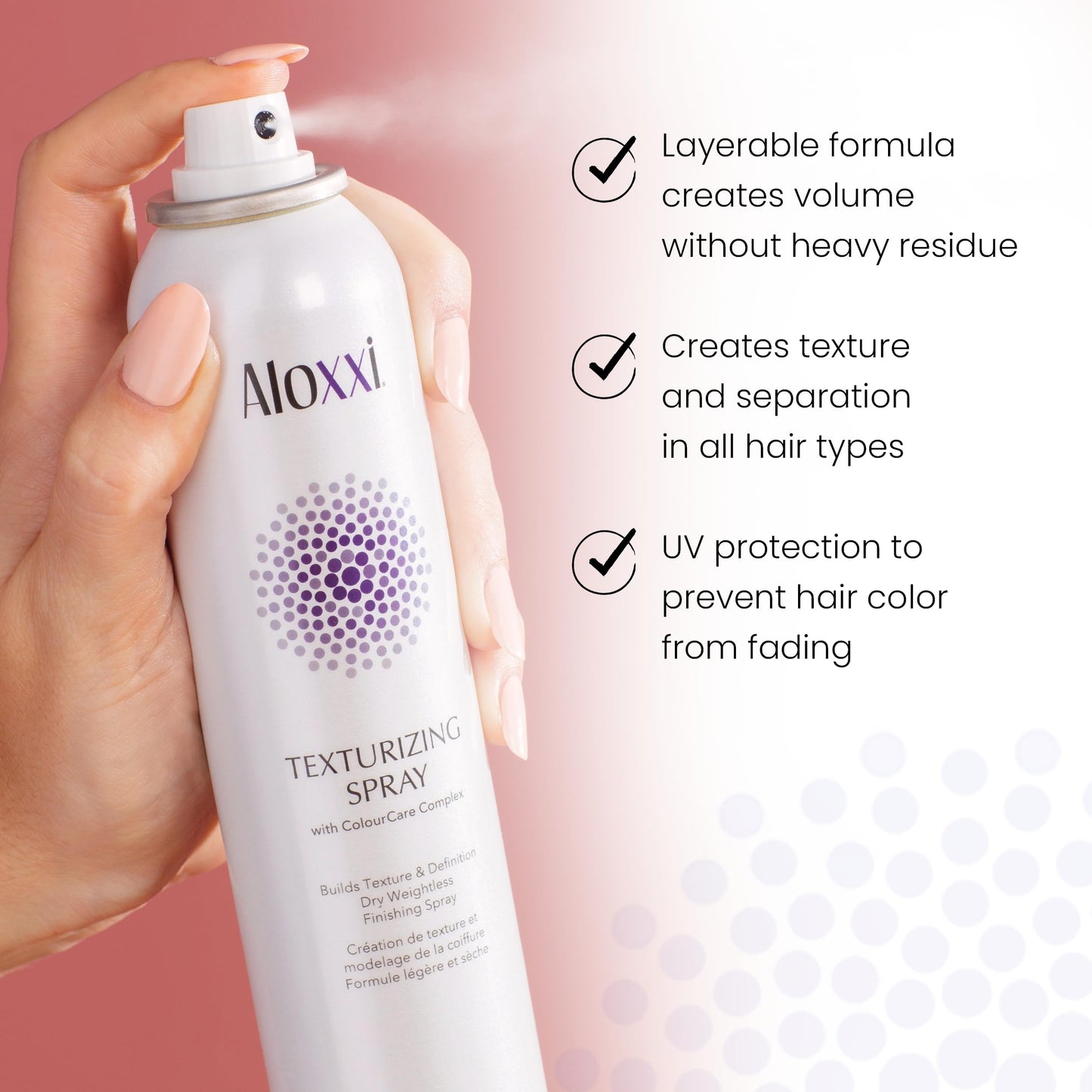ALOXXI Texturizing Spray Lightweight Spray for Tousled Styles with UV Color Protection, 6.5 Oz