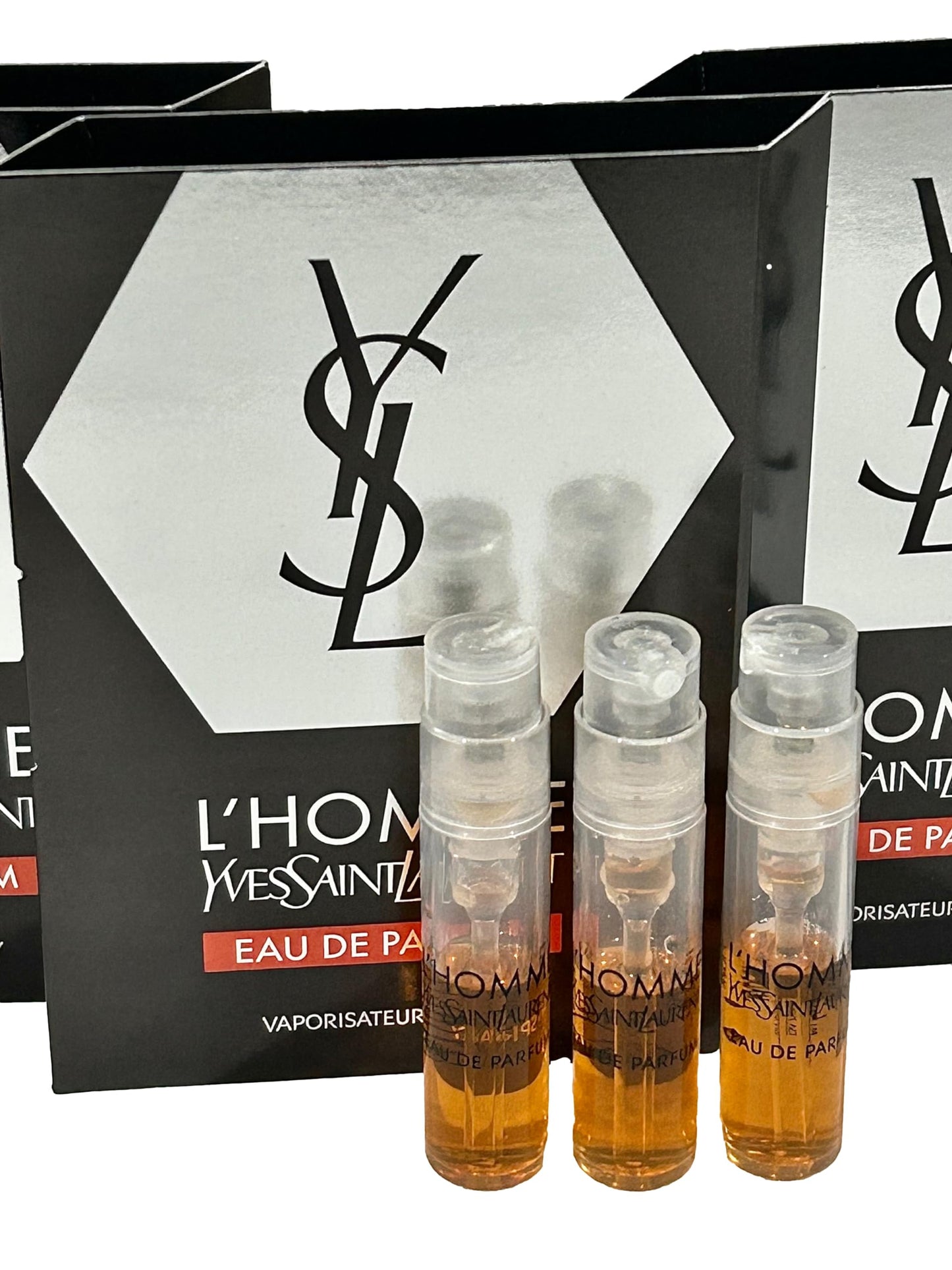 YVES SAINT LAURENT Sample Perfume MEN YSL Men Sample Perfume L'Homme EDP Spray Trial Size Partially Filled Vials 1.2 ml / 0.04 fl oz (set of 3)