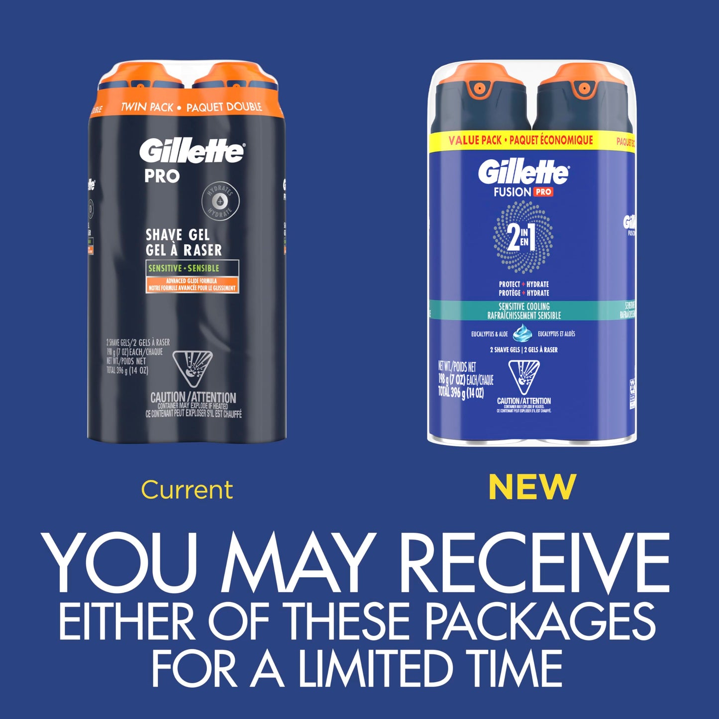 Gillette PRO Shaving Gel For Men Cools To Soothe Skin And Hydrates Facial Hair, TWIN PACK - Total 14oz, ProGlide Sensitive 2 in 1 Shave Gel Beauty and Personal Care Gillette