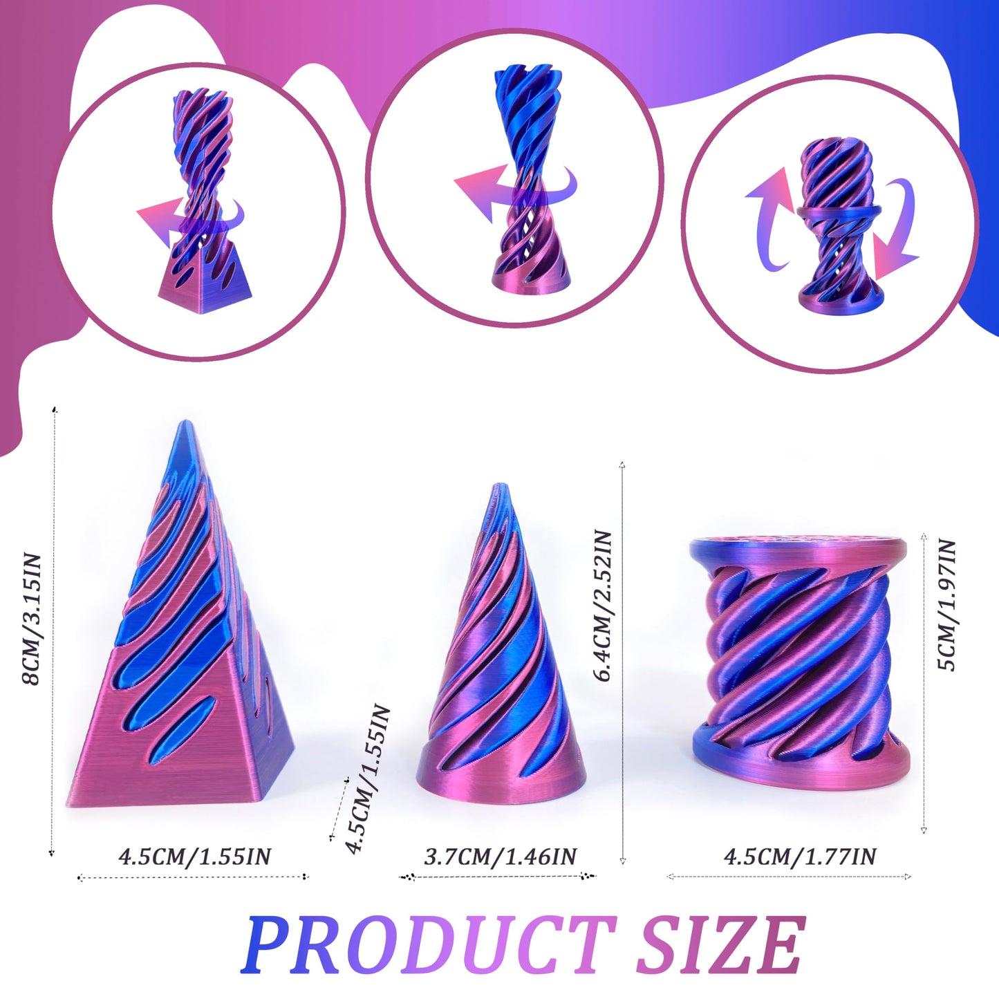 Impossible Cone Fidget Toy – 3D Printed Spiral Cone Fidget Toy for Adults, Stress Relief and Focus, Unique Fidget Cone for Anxiety & Relaxation