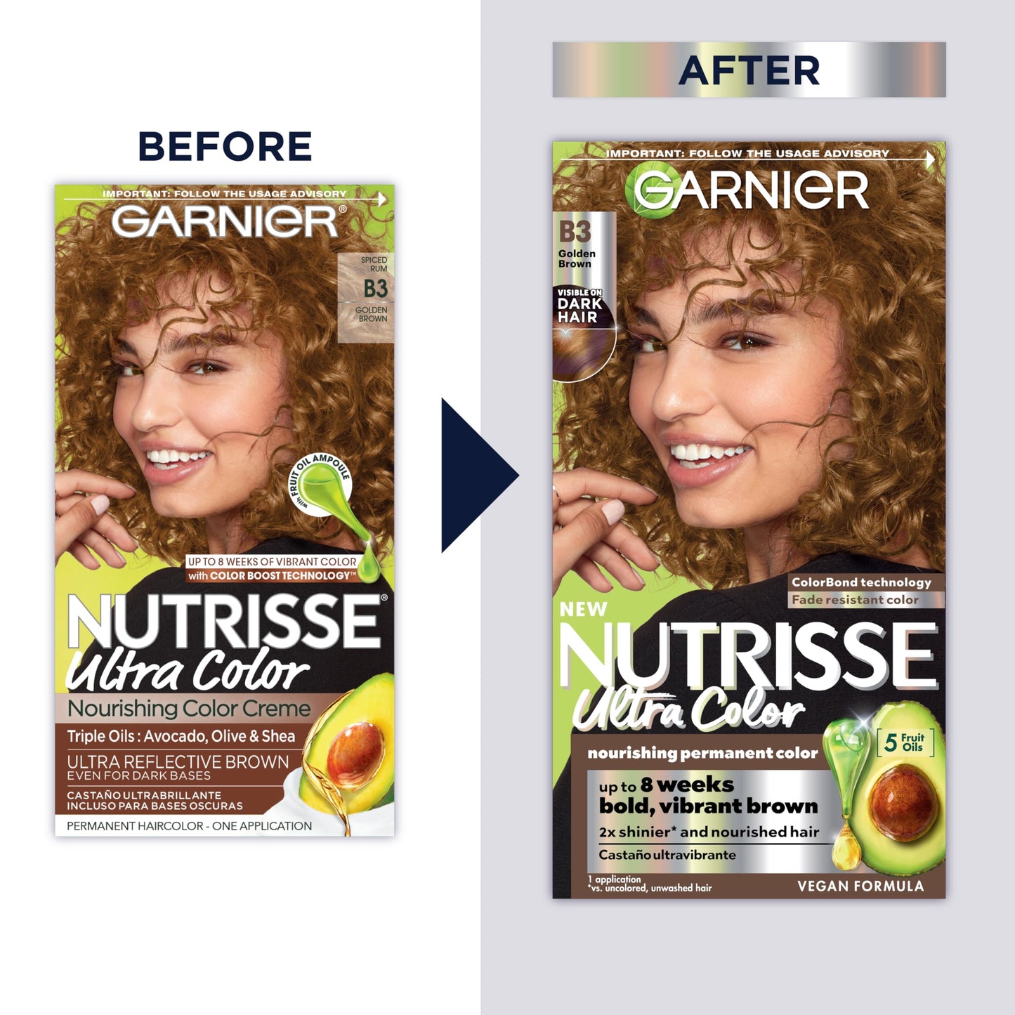 Garnier Nutrisse Haircolor Nutri-Browns - B3 Cafe Con Leche (Golden Brown) 1 Each (Pack of 9)