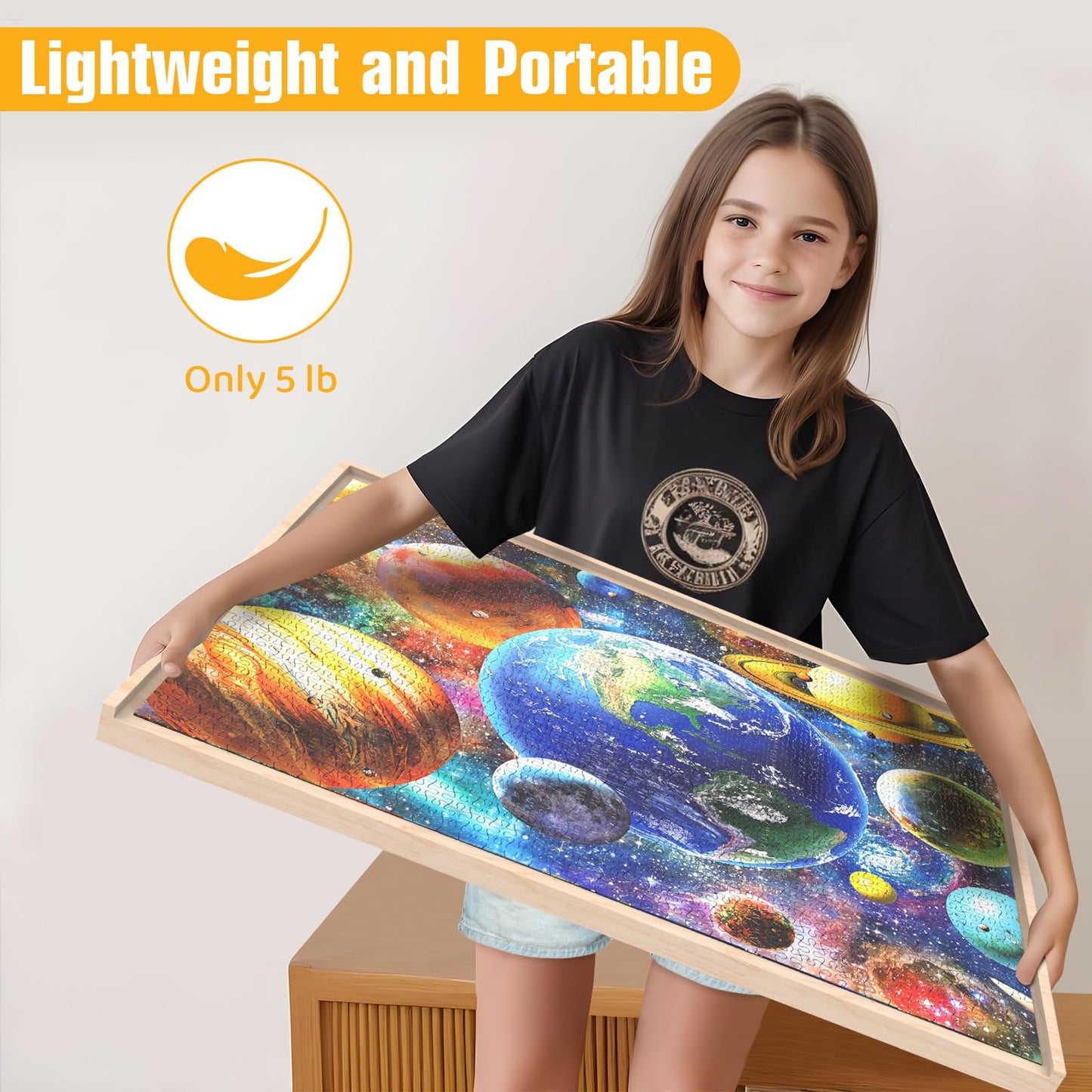 Puzzle Board with Drawers & Cover, 30"x22" Rotatable 360° Wooden Jigsaw Puzzle Table with Wheels, Portable Lightweight Organizer for 1000 Pieces