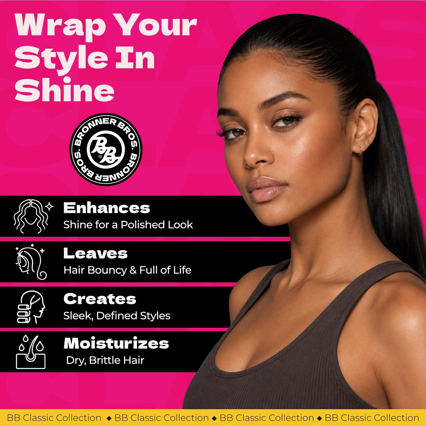 Bronner Bros BB Hair Foam Wrap Lotion - Moisturizing Wrapping Foam with Olive Oil for Hair Styling & Natural Shine - Alcohol-Free & Lightweight
