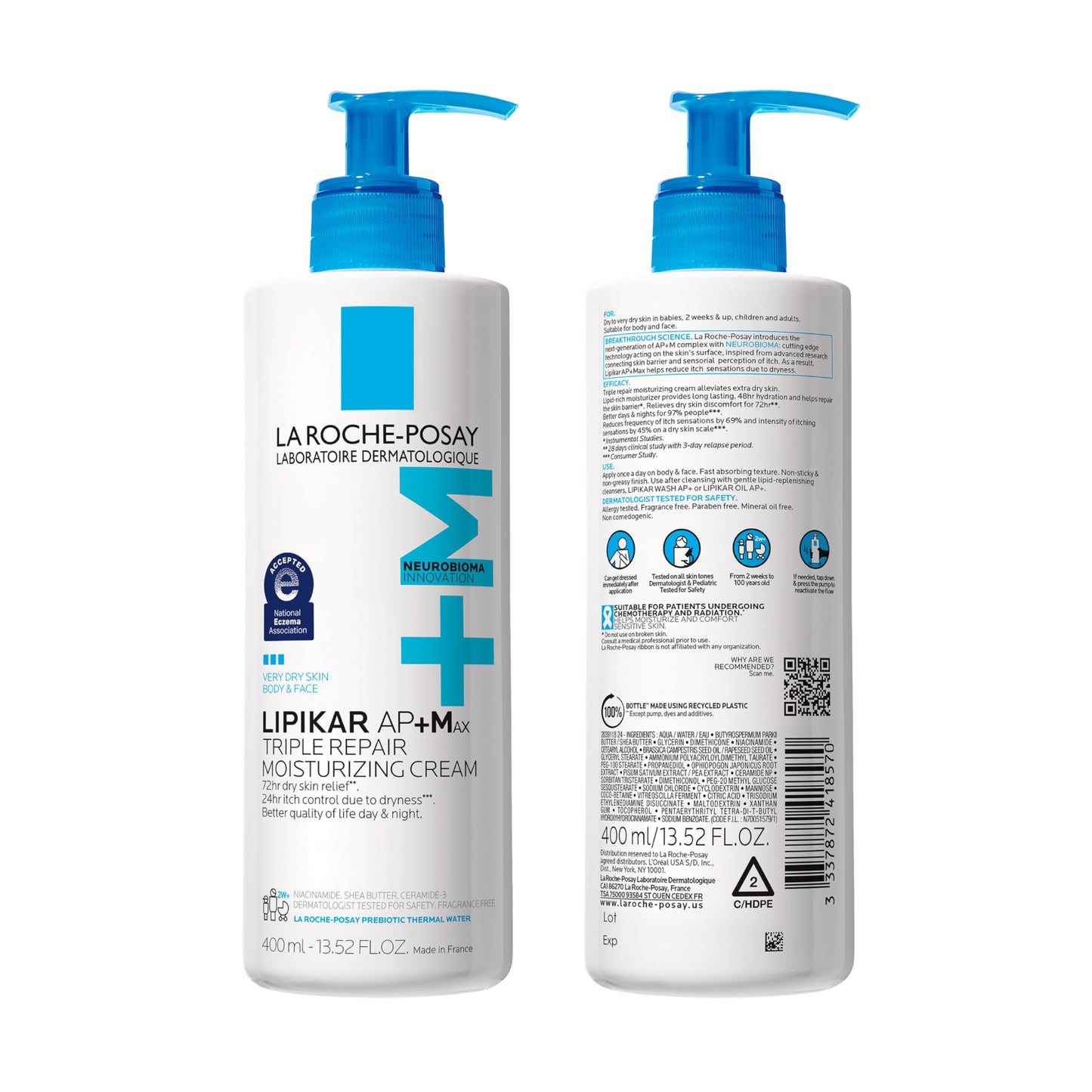 La Roche-Posay Lipikar AP+MAX Triple Repair Moisturizing Body Cream | Face & Body Lotion for Dry Skin with Shea Butter & Niacinamide | Gentle Beauty and Personal Care La Roche-Posay