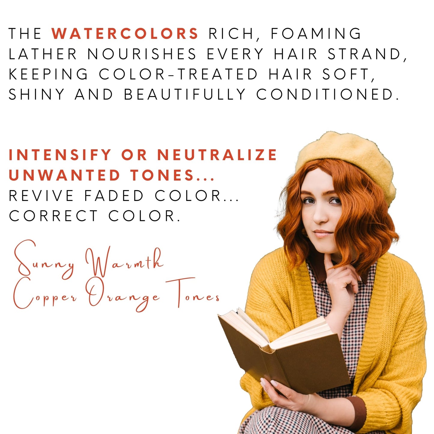 Watercolors Color Depositing Shampoo, Semi Permanent Hair Color 8.5 oz - LIQUID COPPER
