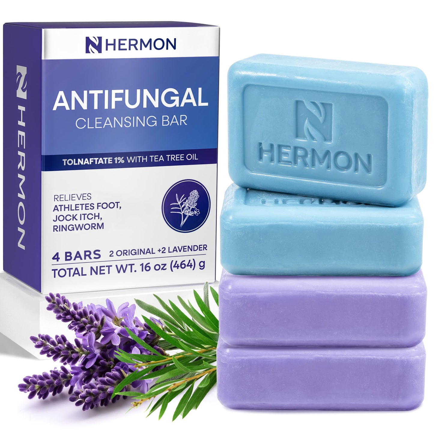 Hermon Antifungal Soap with Tea Tree Oil: Antifungal Treatment Bar Soothing Care & Relief of Itchy for Ringworm, Jock Itch, & Athlete's Foot - Body Beauty & Personal Care Hermon