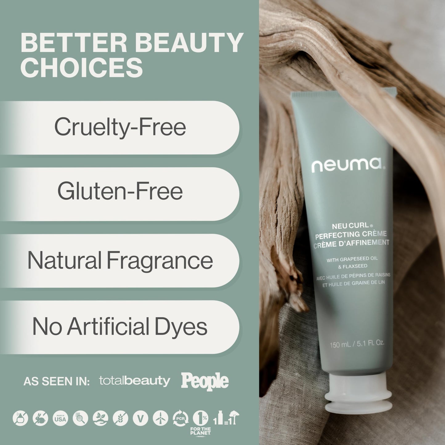 NEUMA Neu Curl Perfecting Creme 5.1 Fl. Oz. Curl Cream with Coconut Hibiscus Scent, Lightweight, Nourishing Curl Defining Cream, Curl Cream for Wavy