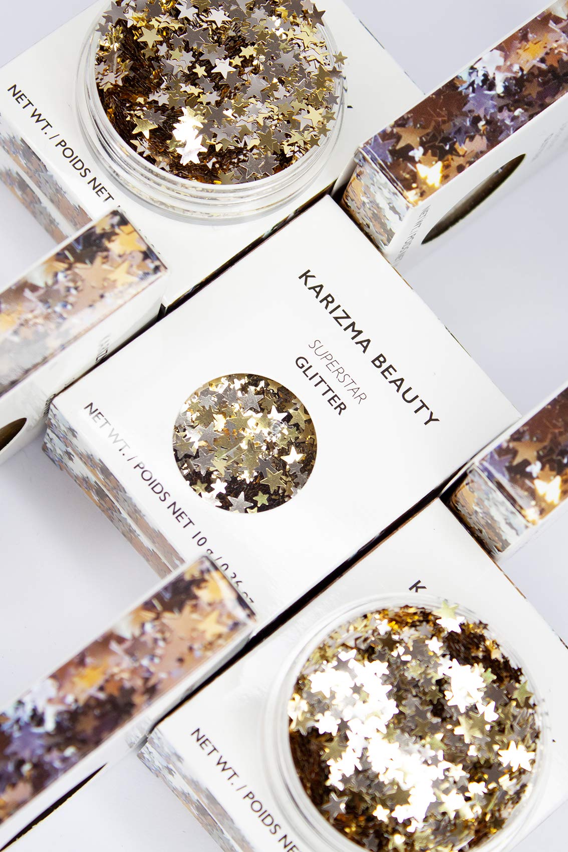 KARIZMA Superstar Glitter. 10g Chunky Face, Hair, Eye and Body for Women. Rave, Festival Accessories, Cosmetic Makeup. Loose Set