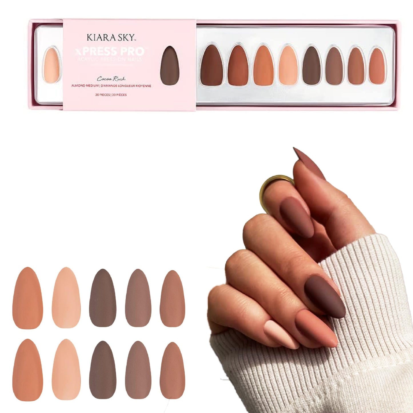 KIARA SKY PROFESSIONAL NAILS XPRESS PRO 100% ACRYLIC PRESS ON NAILS (Cocoa Rush) Beauty & Personal Care KIARA SKY