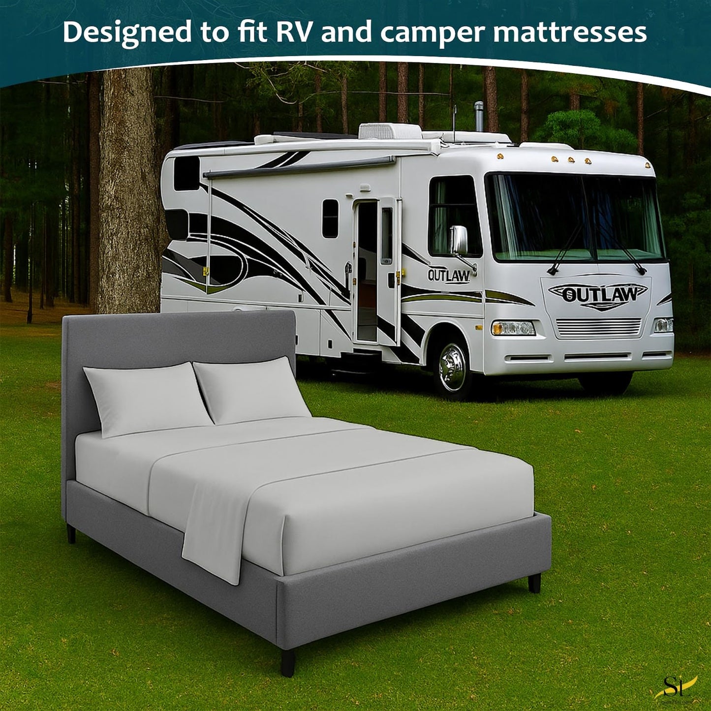 Shreem Linen Luxury 4 Piece Microfiber RV Sheet Set, Deep Pocket Fits Up to 10 inch, Soft, Wrinkle-Resistant, Camper, Travel Trailer Bedding, Bunk