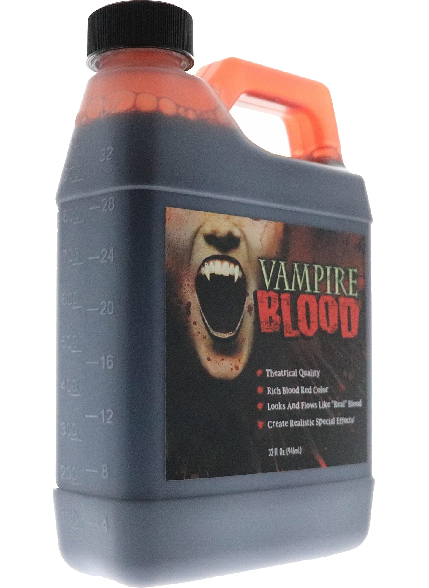 VAMPIRE BLOOD, Realistic Fake blood - 32oz - Theatrical Quality, Richly Pigmented Red Fake Blood for Halloween, Vampire, Zombie, Costume, Special