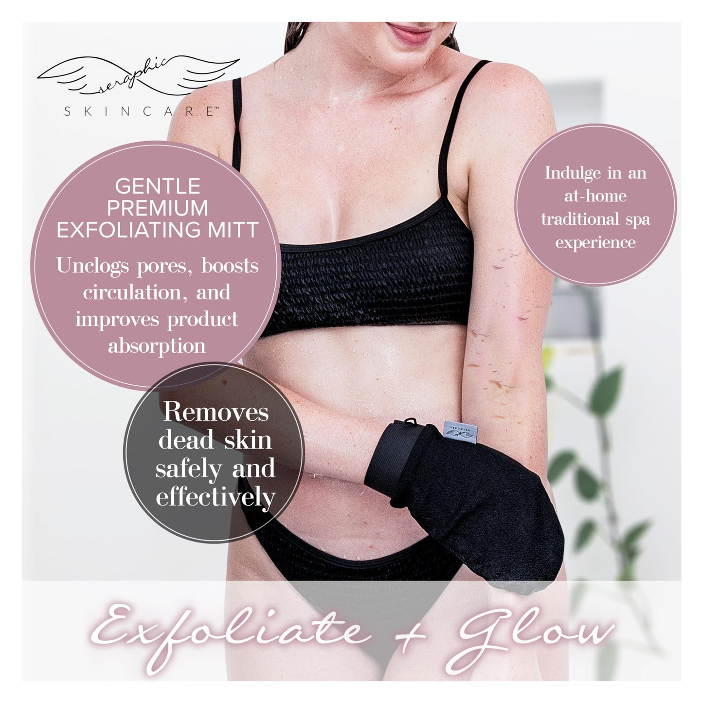 Seraphic Skincare Premium Exfoliating Glove (Gentle) - Viscose Fiber Korean Exfoliating Mitt for Sensitive Skin - Body Scrubber, Dead Skin Remover Beauty and Personal Care SERAPHIC SKINCARE