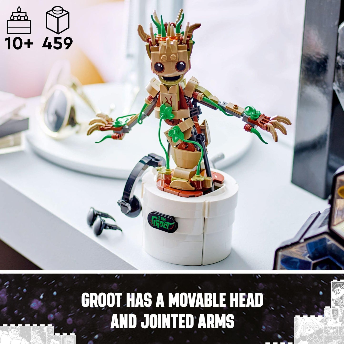 LEGO Marvel Dancing Groot 76297, Guardians of the Galaxy Buildable Figure, Interactive Superhero Toy & Gift for Kids