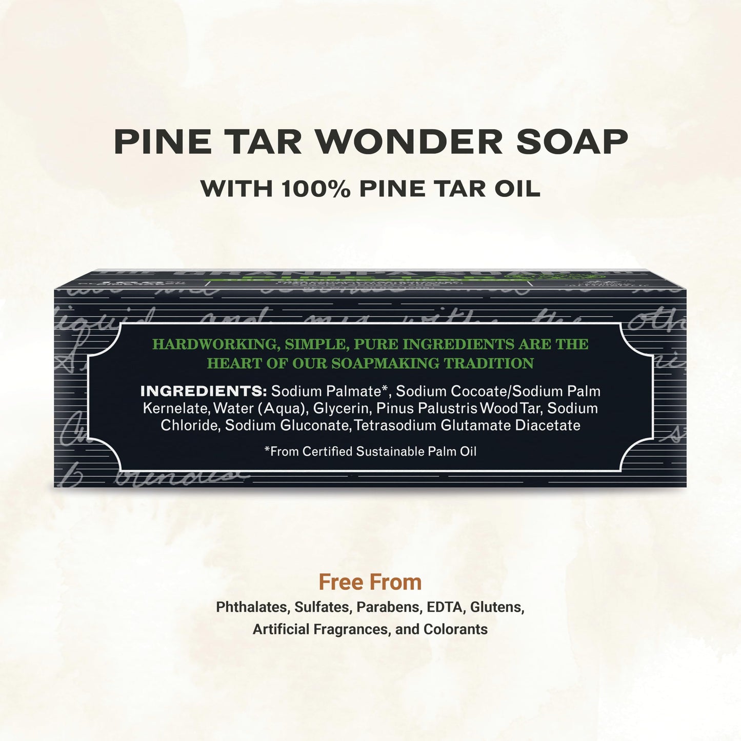 The Grandpa Soap Company Pine Tar Bar Soap for Men- Made With Pine Tar Oil, 3 in 1 Cleanser Deodorizer and Moisturizer, Dermatologist Tested, Safe