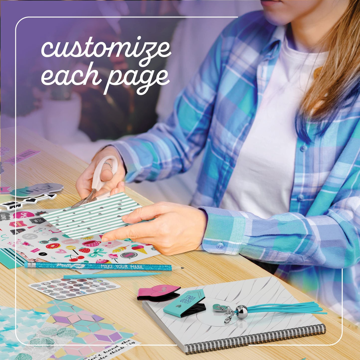 Pretty Me DIY Journal Kit for Girls – Scrapbook & Diary Art Set, Fun Crafts Gift for Tweens Ages 8–14, Birthday or Holiday Present