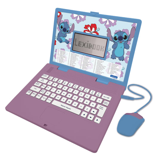 Lexibook Disney Stitch Bilingual Educational Laptop | 124 English & Spanish Activities for Language, Math, Logic, Music & Games | JC598Di2