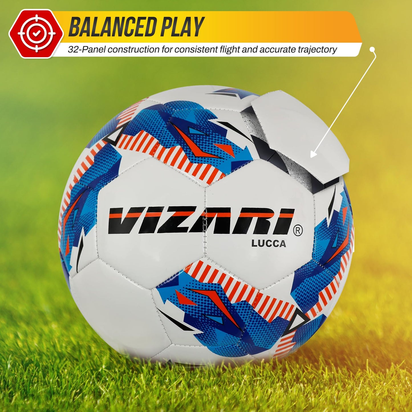 Vizari Lucca Soccer Ball - Size 3,4,5 - for Toddlers, Kids, Youth, Adults - Durable Soccer Ball for Boys, Girls - Practice & Match (Bundle of 1, 6…