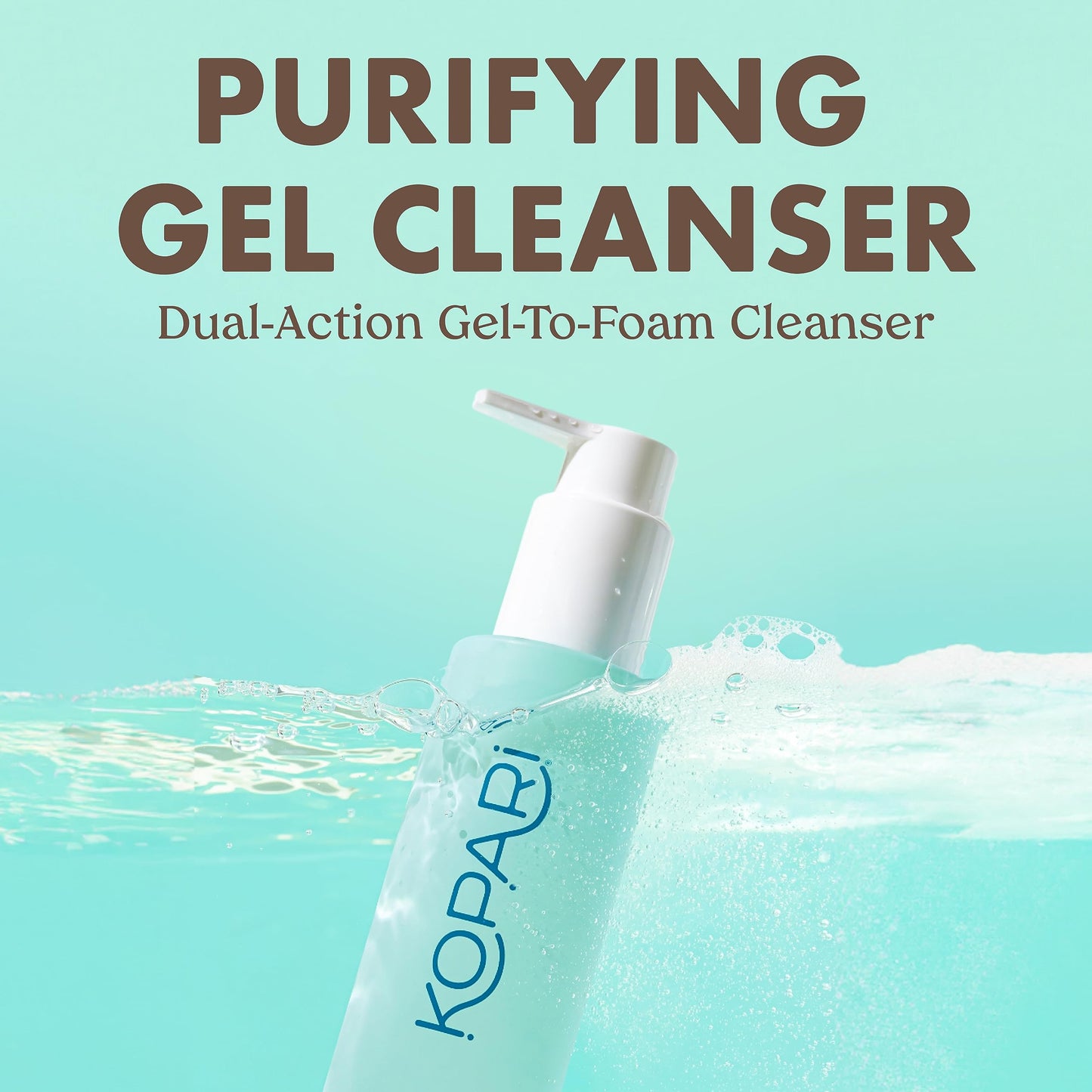 Kopari Marine Clean Purifying Gel Cleanser, Infused with Amino Acids & Vitamin B5, Dual-Action Gel-to-Foam Cleanser, Gentle and Nourishing, 5 oz | New