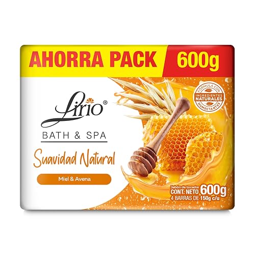 Lirio Bath and Spa Avena y Miel (4 Pack) 150 g / 5.29 oz Honey and Oats Soap Bars Classic Bathing Natural Original Mexican Smooth Soothing Gentle Beauty & Personal Care Lirio