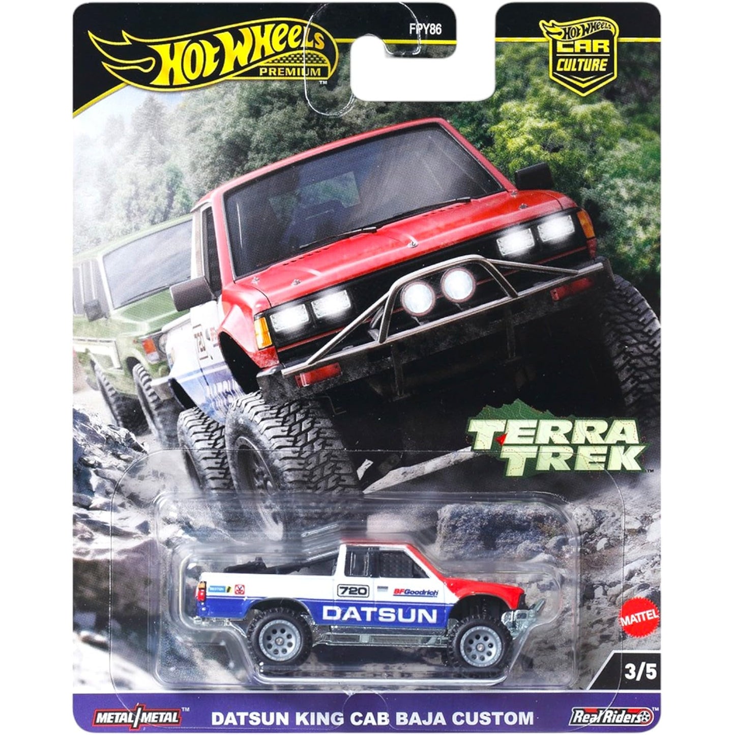 Hot Wheels Terra Trek Off-Road Collection, 5 Die-Cast Cars Set, Hummer H1, Jeep Gladiator, Datsun King Cab, Toyota Land Cruiser, Mitsubishi Pajero…