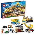 LEGO City Construction Trucks and Wrecking Ball Crane 60391 Building Toy Set for Toddler Kids Ages 4+, Includes 3 Construction Vehicles, an Abandoned…