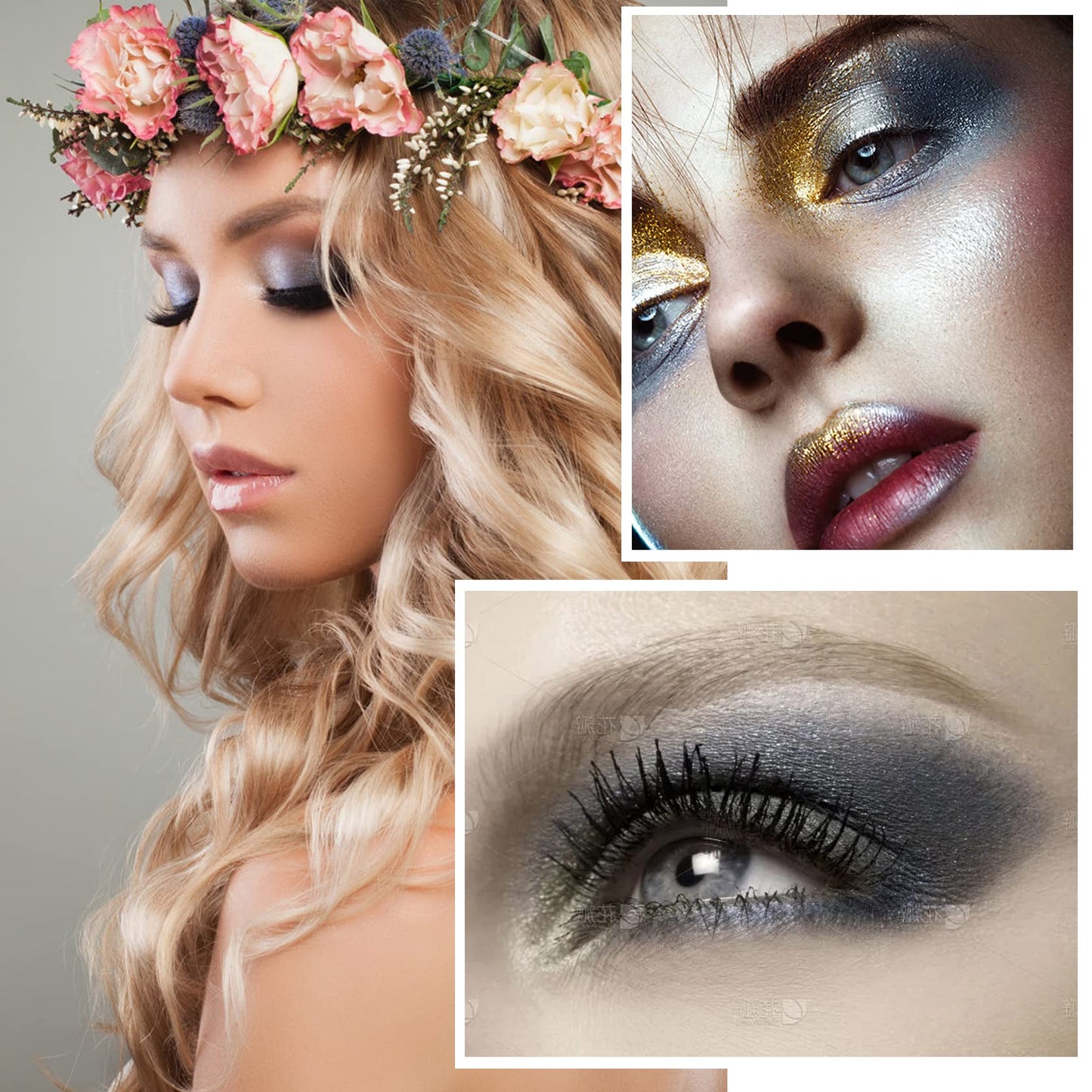 Black Smoky Eyeshadow Palette - Silver Shimmer, Grey, Gold, Brown - 9 Colors - Glitter & Matte Finish - Long Lasting, Waterproof - Pearl Eye Shadow