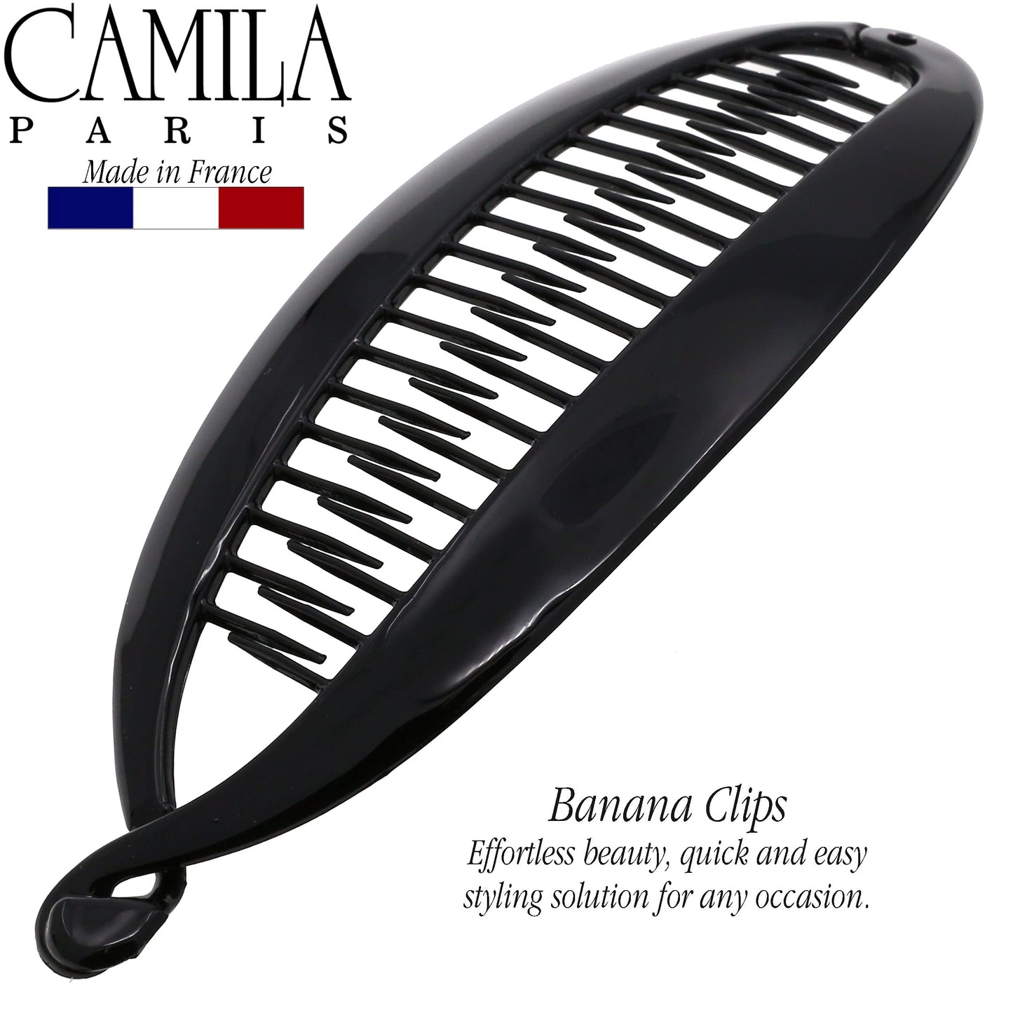 Camila Paris NV135 French Extra Large Banana Clip Hair Comb, Classic Banana Clips Hair for Thick Hair Ponytail Holder Interlocking Styling Clips