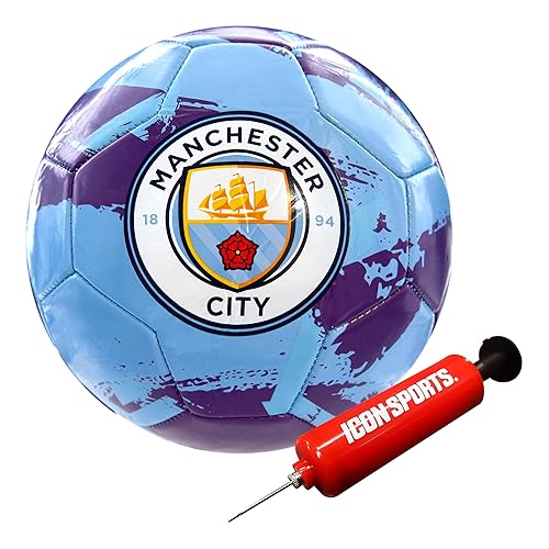 Icon Sports Official Manchester City FC Soccer Ball - MC93BL Light Blue Size 5