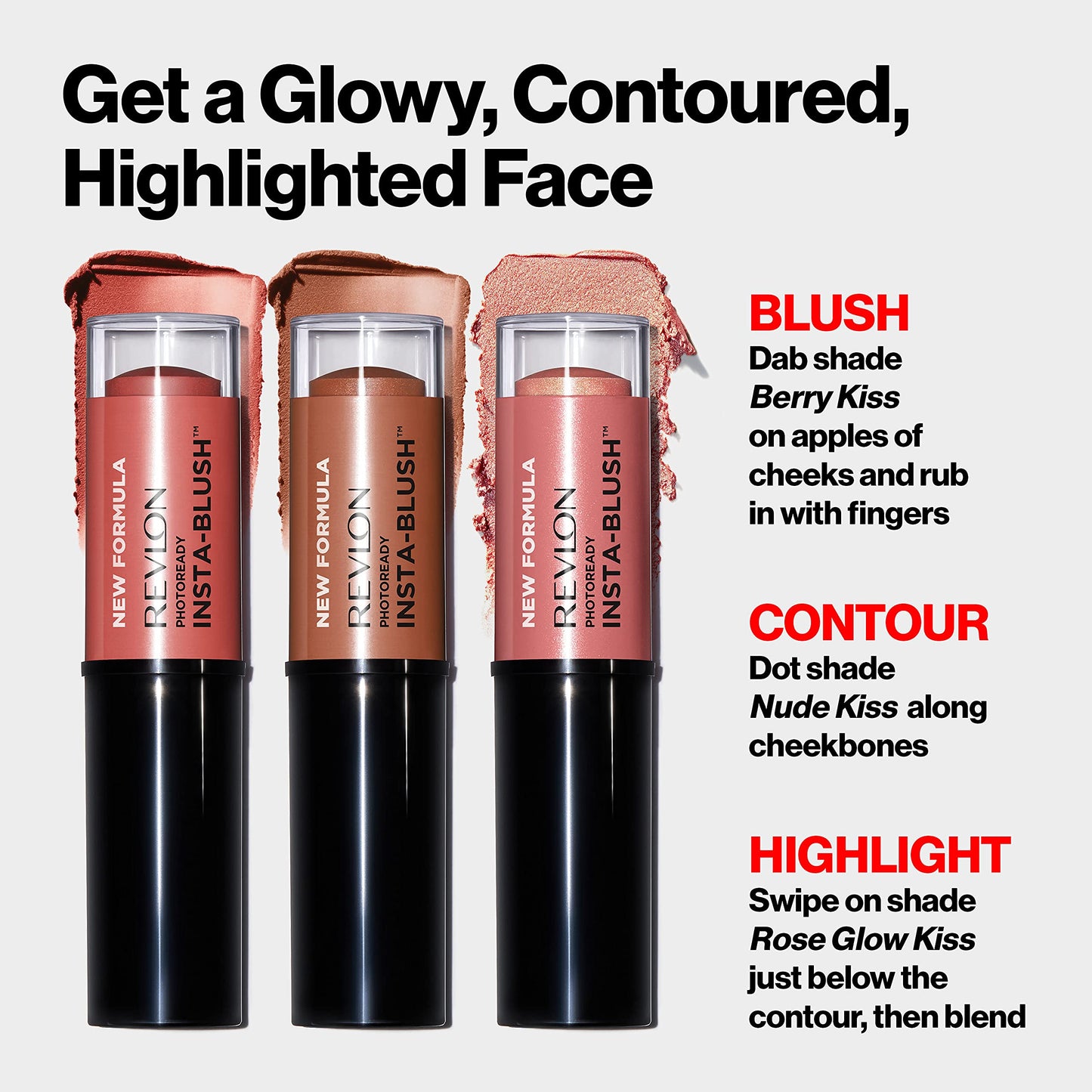 Revlon Blush Stick, PhotoReady Insta-Blush Face Makeup with Cream to Powder Formula, High Impact Color, Moisturizing Creamy Formula, 330 Nude Kiss