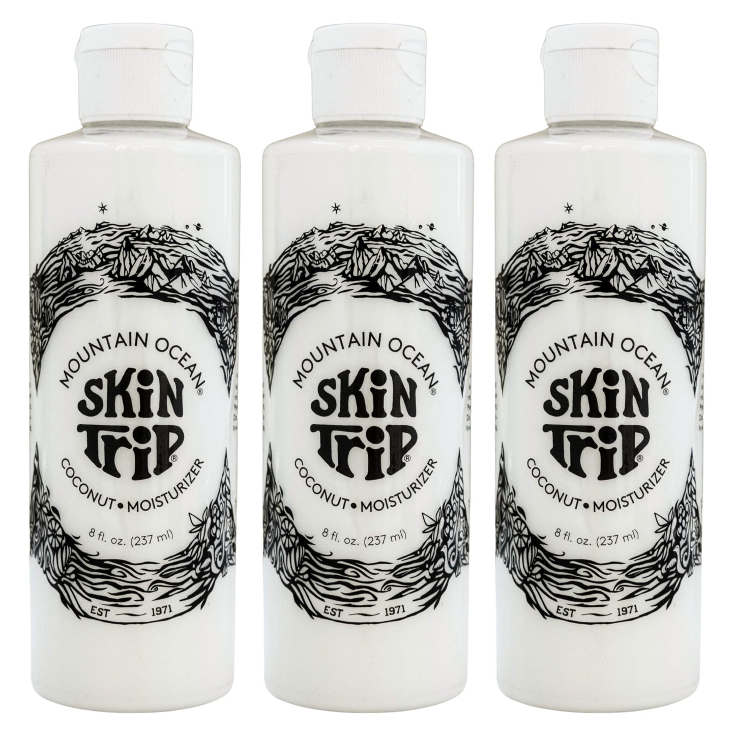 Mountain Ocean The Original Skin Trip Coconut Body Lotion, 8 Oz (Pack of 3), Lightweight, Fast Absorbing Moisturizer, with Coconut Oil, Aloe Vera