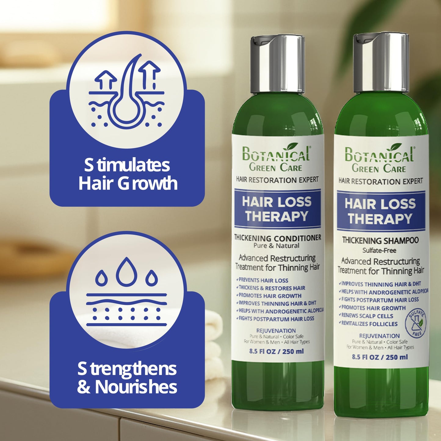 Hair Growth Shampoo + Conditioner Set - Thickening Duo, Sulfate?Free
