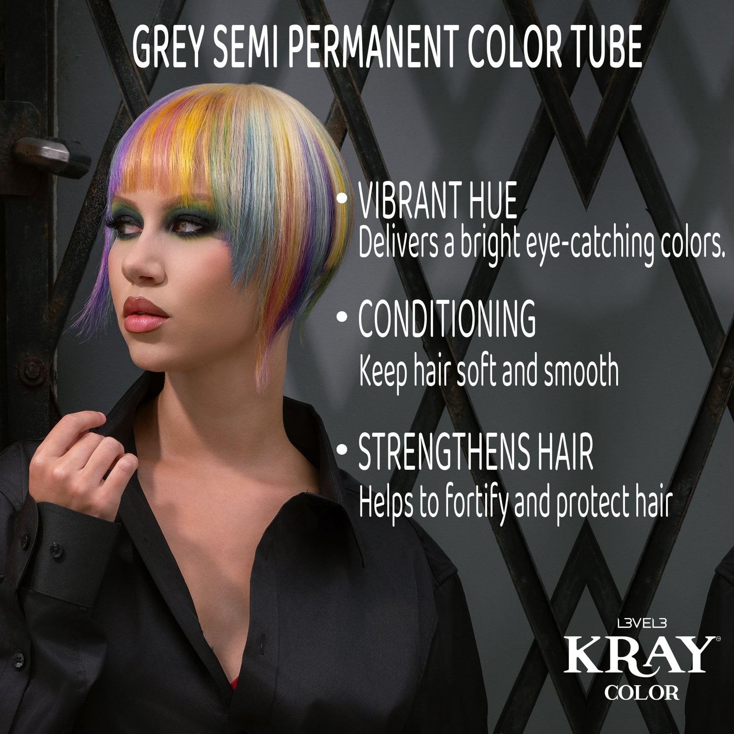 L3 - Level 3 Kray Semi Permanent Hair Color - Semi Permanent Hair Dye with Aloe Vera - Grey