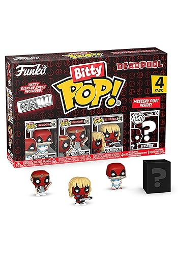 Funko Bitty POP! Deadpool - Sleepover, 4-Pack and A Surprise Mystery Mini Figure - 0.9 Inch (2.2 Cm) Collectable - Stackable Display Shelf Included…