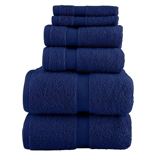 Lavish Home 6 Piece Towel Set - 550 GSM 100% Cotton Bathroom Accessories - 2 Bath Sheets, 2 Hand Towels, and 2 Wash Cloths - Soft and Absorbent…