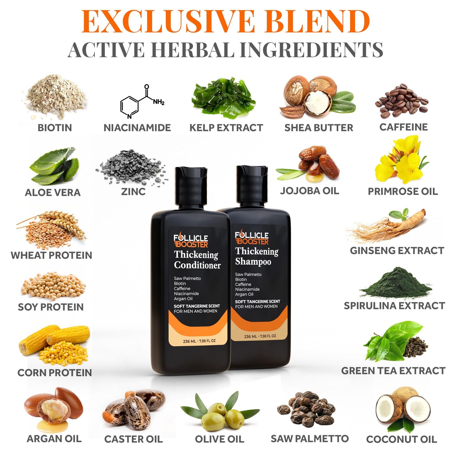 Biotin Hair Growth Shampoo and Conditioner Set for Men and Women - Thickening Treatment for Thinning Hair - Natural and Vegan DHT Blocker for Hair