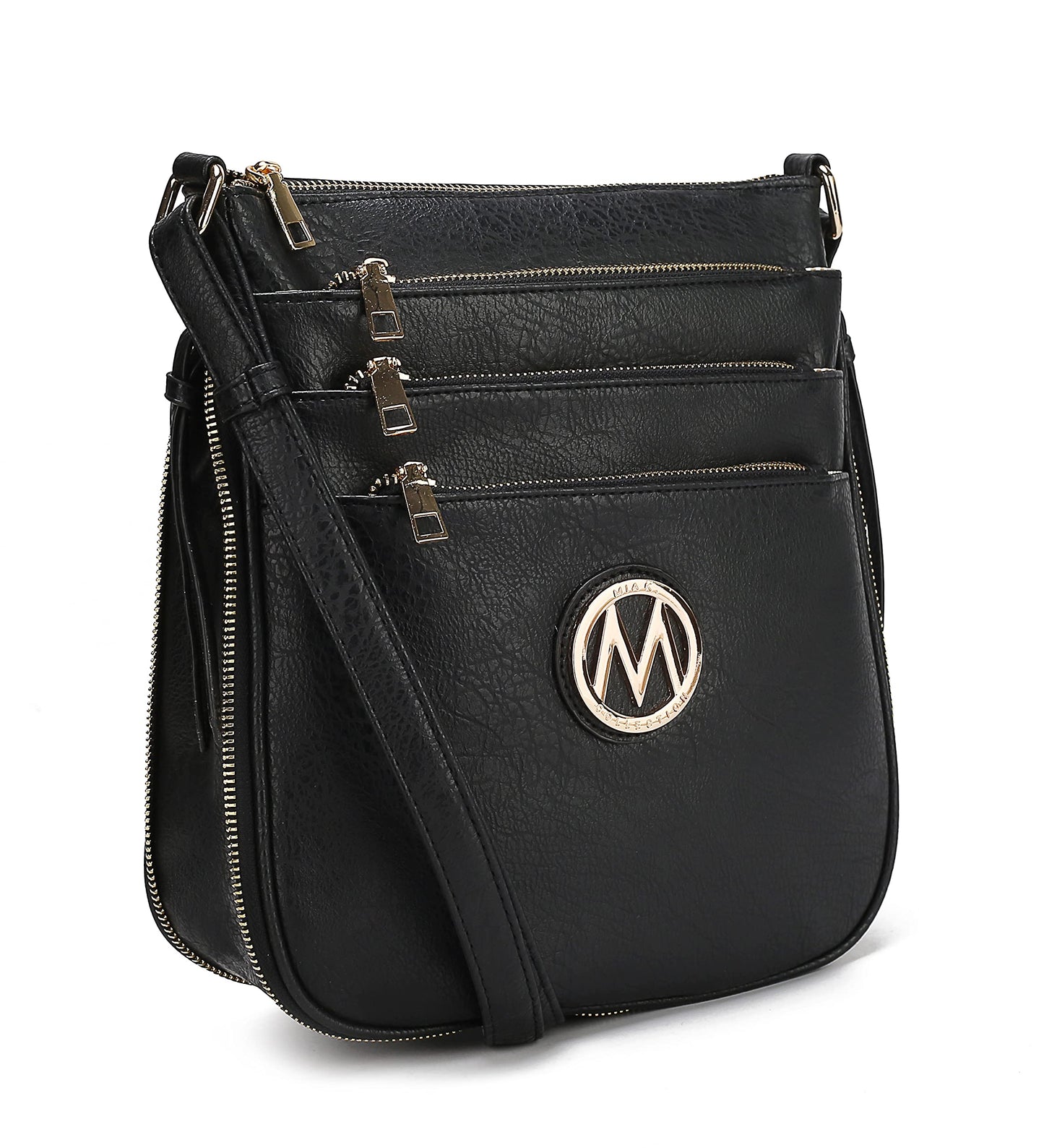 MKF Crossbody Bag for Women - PU Leather Expandable Messenger Purse - Designer Pocketbook Handbag Shoulder Strap