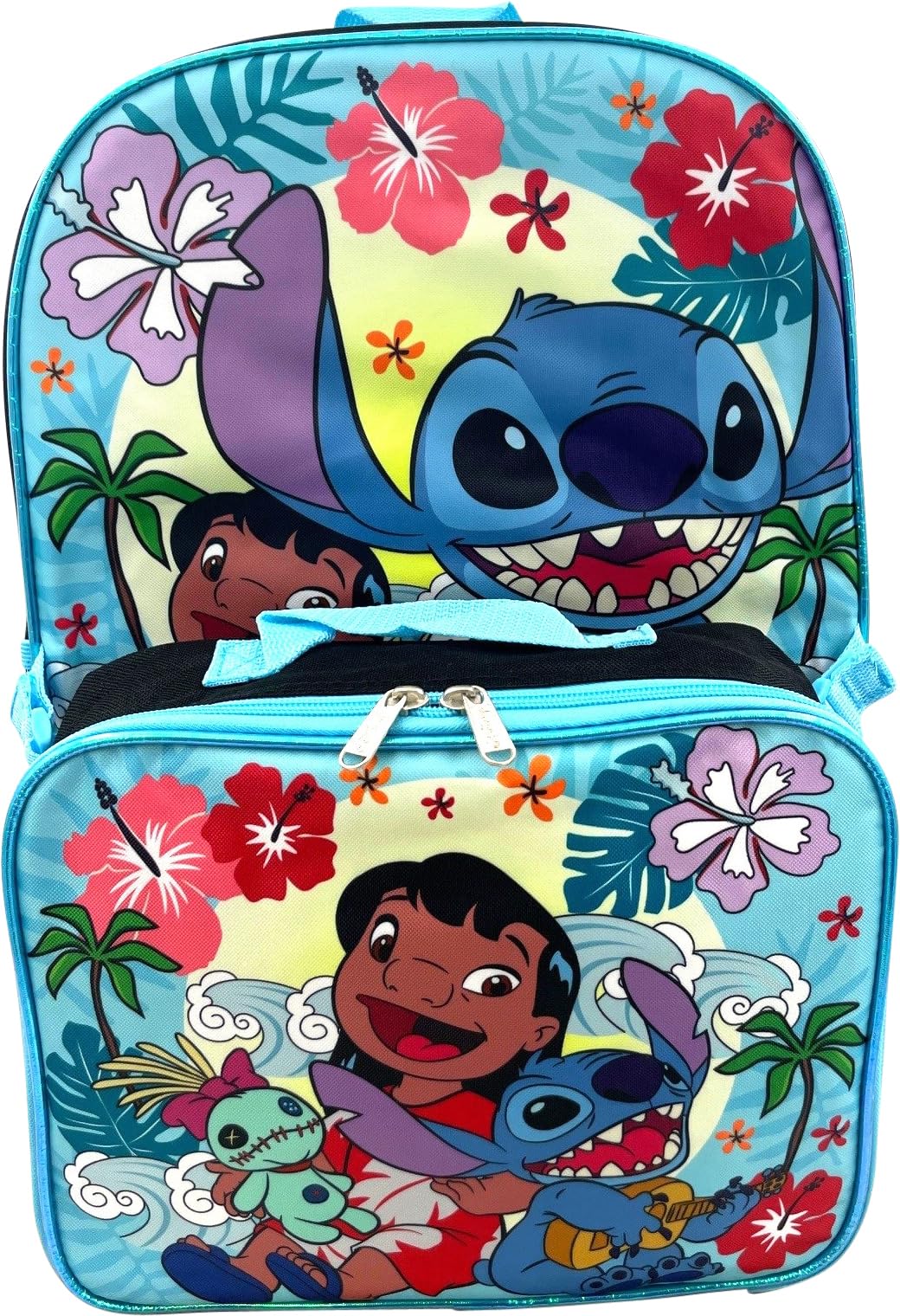 Disney Stitch 16 Inch School Backpack With Removable Lunch Box Set (Lilo & Stitch)