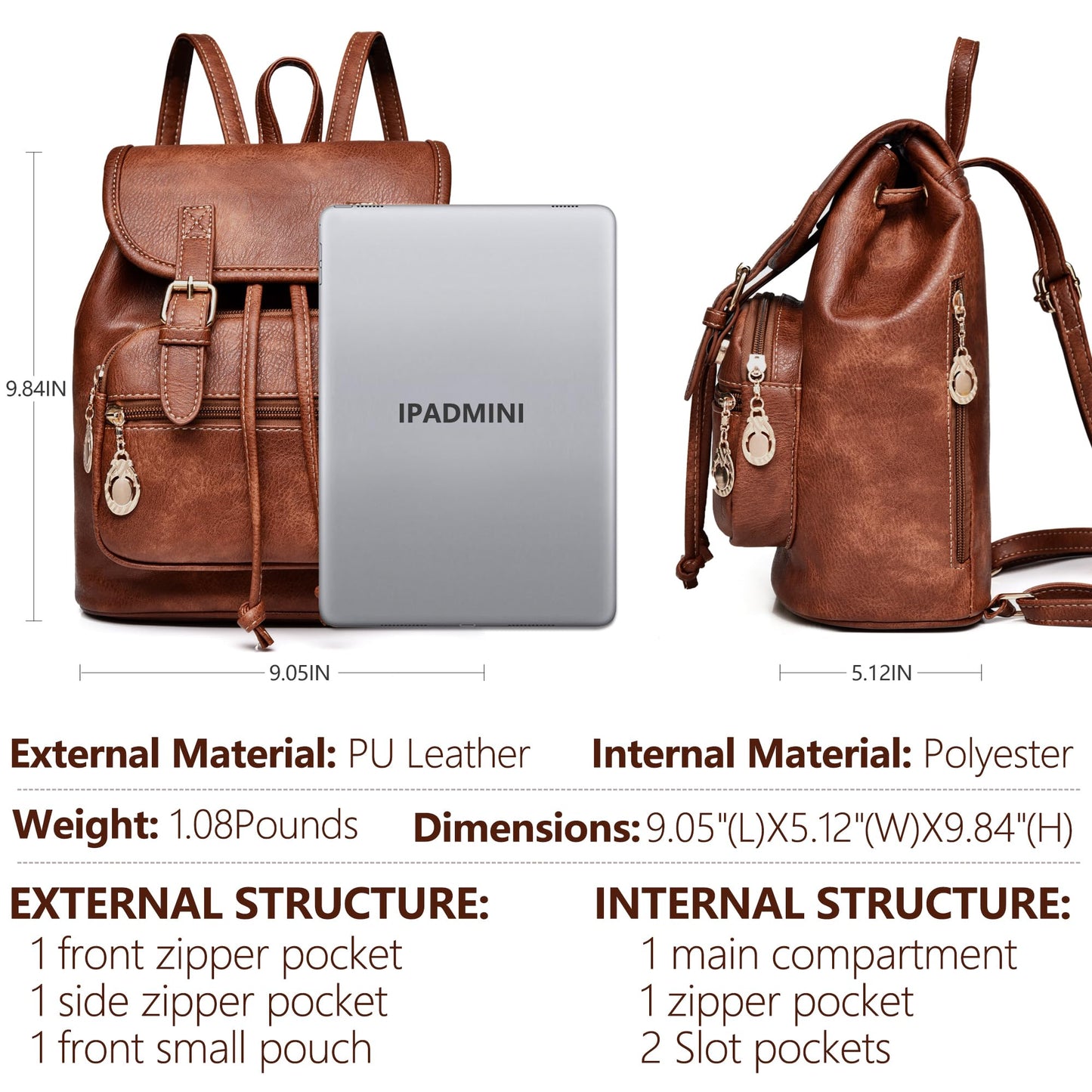 Dora & Liz Mini Backpack Purse for Women Leather Fashion Cute Small Backpacks Lightweight